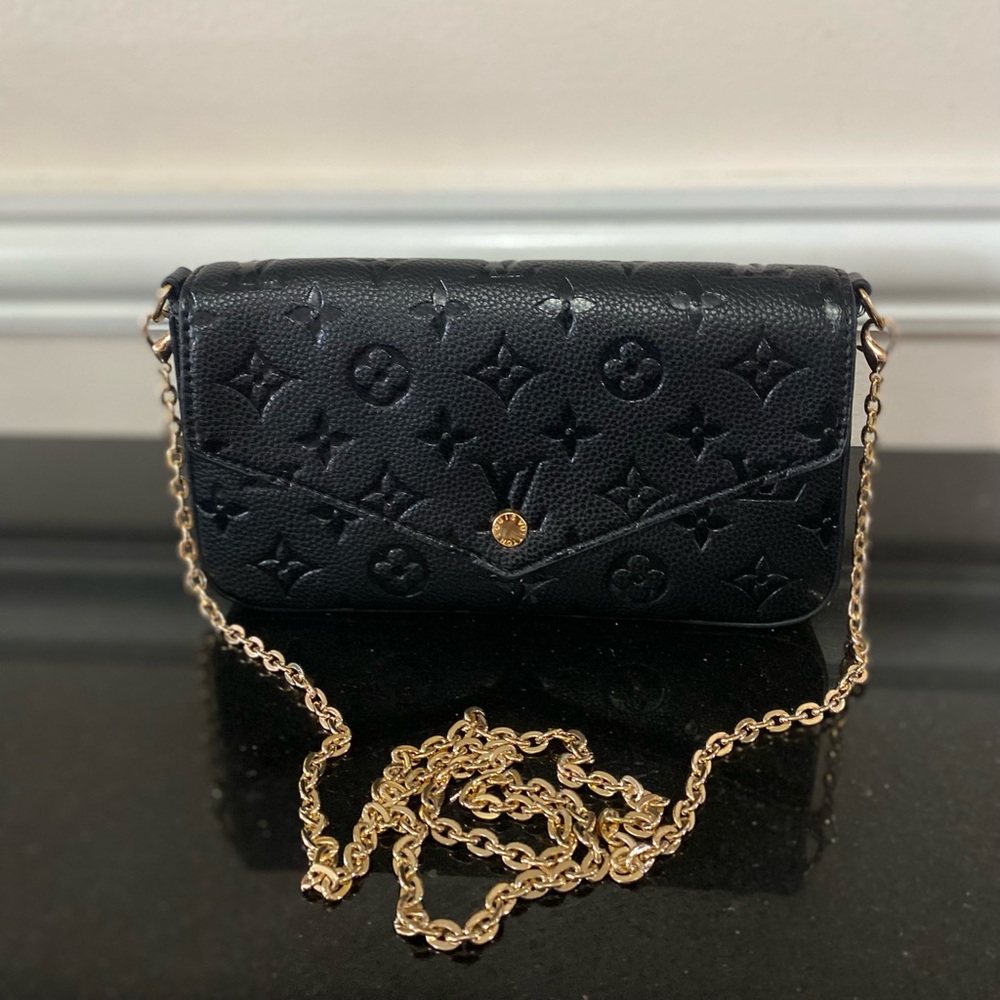 Black fashion faux leather 3 Piece Crossbody Set